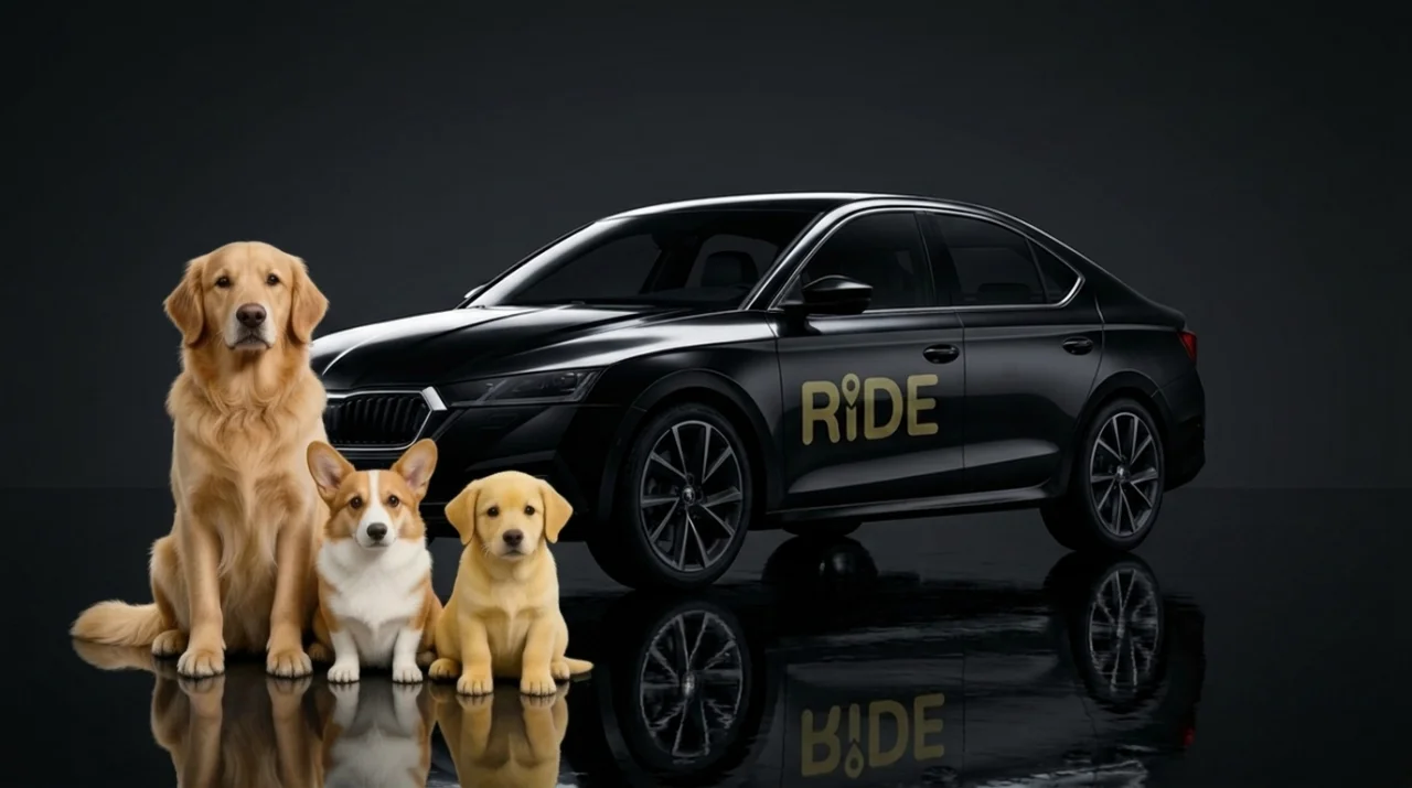 Ride Pet vehicle with dogs ready for a journey